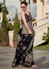 Beige And Black Printed Cotton Silk Saree