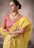 “Exclusive Offer” : Elegant Yellow Woven Cotton Silk Saree