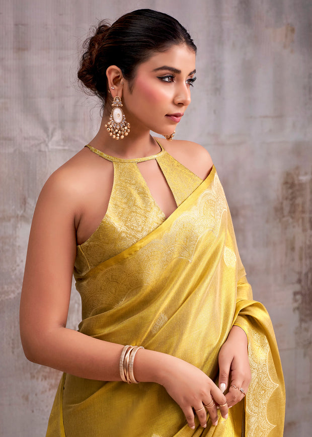 Golden Woven Tissue Silk Saree