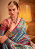 Shiny Blue Woven Banarasi Tissue Silk Saree