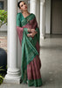 Earthy Brown & Green Printed Tussar SIlk Saree