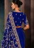 True Blue Embroidered Designer Saree