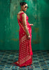 Bright Red Woven Banarasi Satin Silk Saree