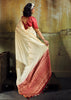 Off White Banarasi Tusser Silk Saree