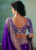 Purple Woven Embroidered Banarasi Silk Saree