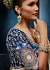 Haze Grey Embroidered Designer Tissue Saree