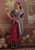 Amarican Red Woven Banarasi Tussar Silk Saree