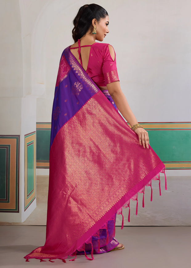 Deep Purple Banarasi Silk Saree