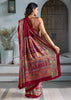 Maroon Printed Satin Silk Saree