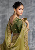Olive Green Embroidered Tissue Silk Saree