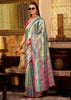 Peacock Blue Woven Tissue Silk Saree