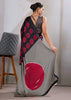 Red Printed Satin Silk Saree