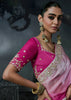 Magenta Pink Embroidered Designer Saree