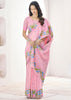 Baby Pink Woven Linen Silk Saree