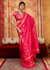 Raspberry Pink Woven Banarasi Silk Saree
