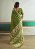 Medium Green Woven Tussar Silk Saree