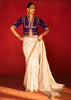 Off White Embroidered Soft Silk Saree With Contrast Blouse