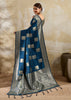 Coral Blue Woven Banarasi Silk Saree