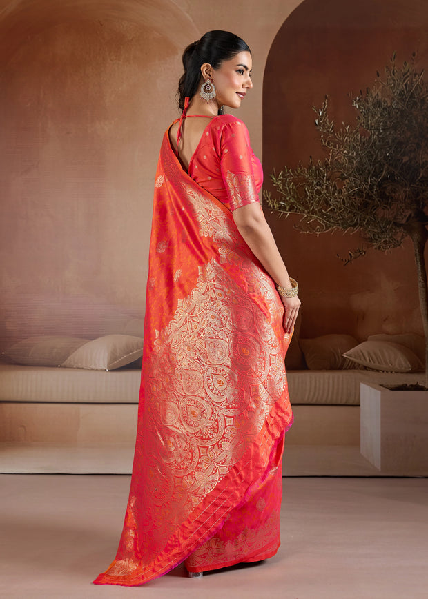 Sunrise Orange Woven Banarasi Silk Saree