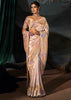 Golden Cream Embroidered Silk Saree