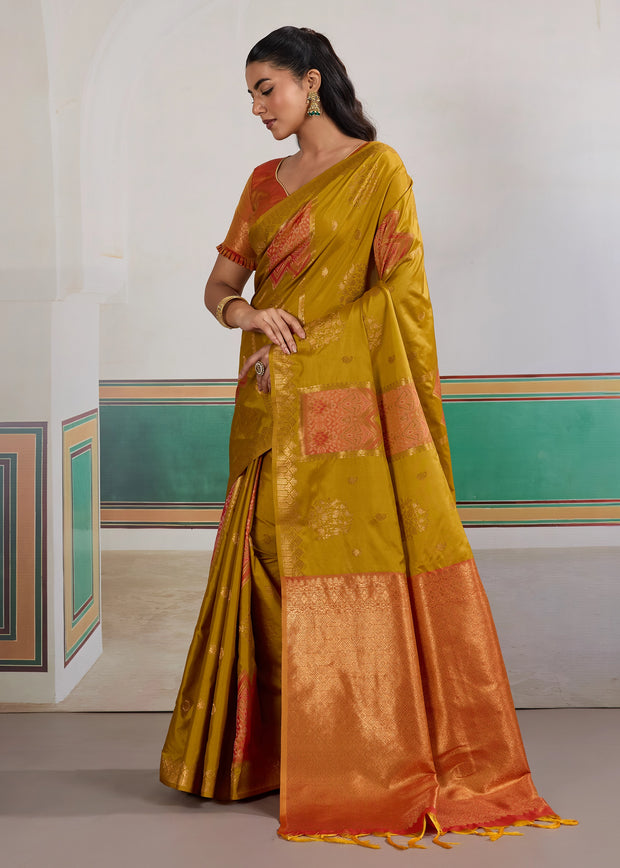 Apple Green Banarasi Silk Saree