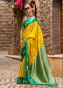 Yellow And Green Banarasi Satin Silk Saree