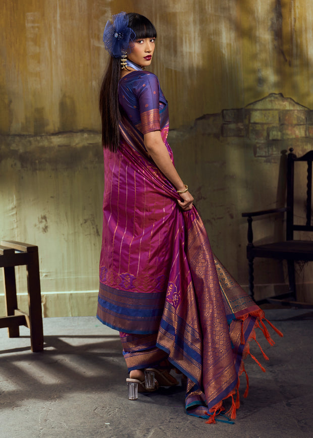 Orchid Purple Woven Banarasi Silk Saree