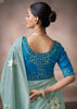 “Exclusive Offer” : Light Cyan Woven Cotton Silk Saree