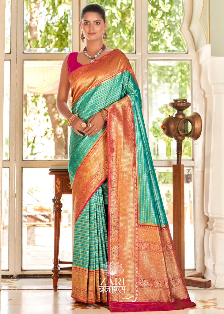 Gold and Silver Uppada Saree | Bridal silk saree, Saree styles, Saree