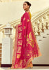 Raspberry Pink Woven Banarasi Designer Silk Saree With Contrast Blouse