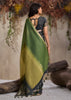 Black And Green Woven Cotton Silk Saree