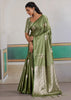 Sage Green Woven Satin Silk Saree