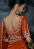 Burnt Orange Embroidered Designer Saree