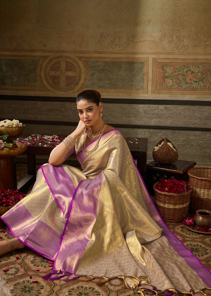 Silver Shine Woven Kanjivaram Silk Saree