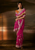 Berry Magenta Pink Embroidered Designer Organza Saree