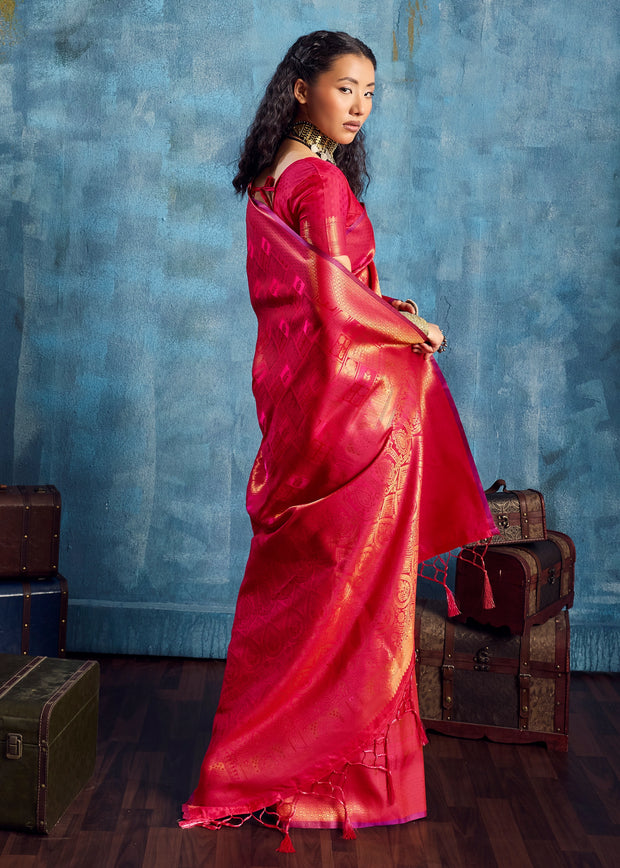 Aurora Red Banarasi Silk Saree