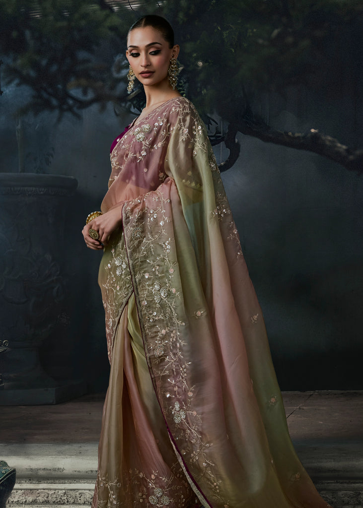 Multicolor Embroidered Designer Saree