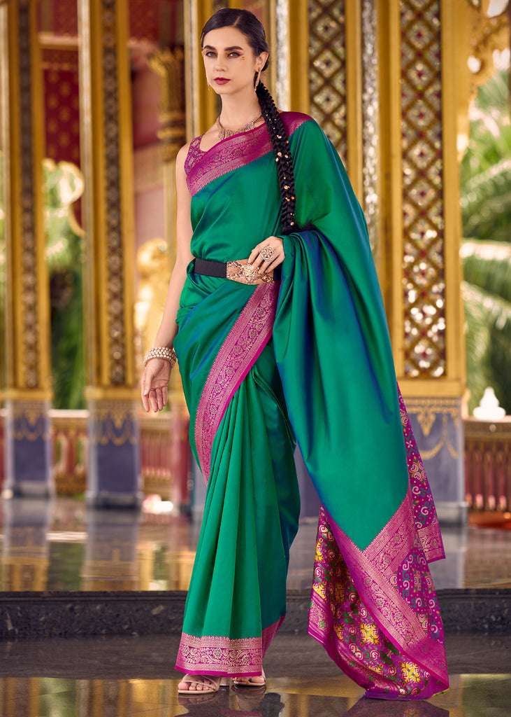 Forest Green Woven Banarasi Silk Saree