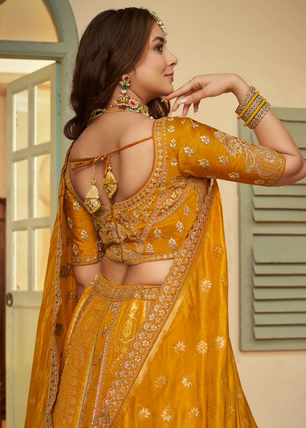 Festive Yellow Banarasi Designer Lehenga