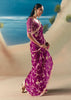 Magenta Pink Satin Organza Embroidered Saree