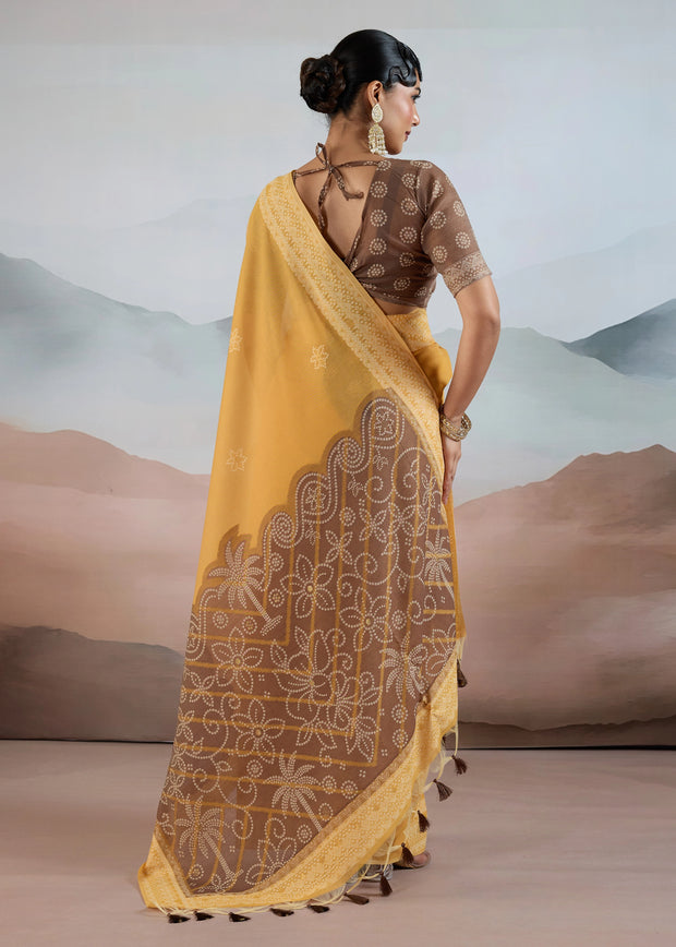 Vanilla Yellow Woven Cotton Saree