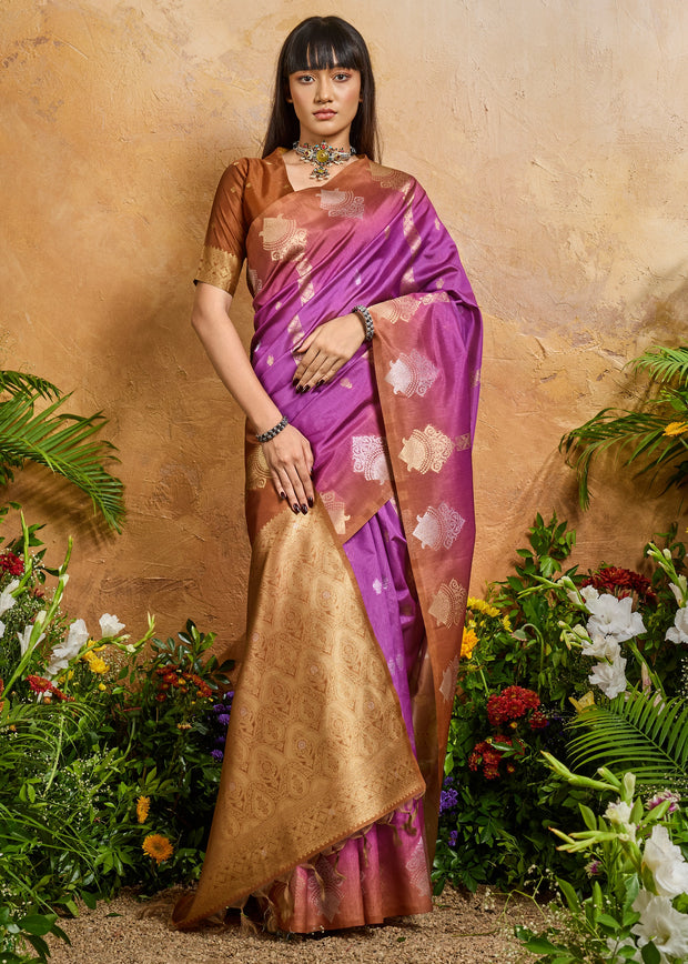 Orchid Purple Woven Banarasi Silk Saree