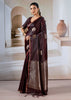 Chocolate Brown Banarasi Satin Silk Saree