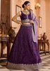 Dahila Purple Tissue Silk Embroidered Lehenga