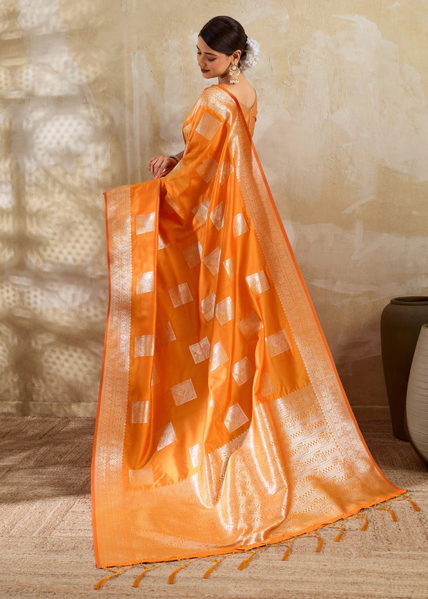 Rich Orange Woven Banarasi Silk Saree