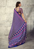 Crystal Blue Printed Satin Silk Saree