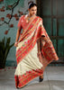 Creamy White Woven Cotton Kashmiri Jamewar Saree