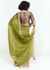 Kiwi Green Designer Embroidered Tissue Saree