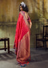 Raspberry Red Woven Banarasi Silk Saree