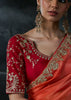 Rose Red Embroidered Designer Saree